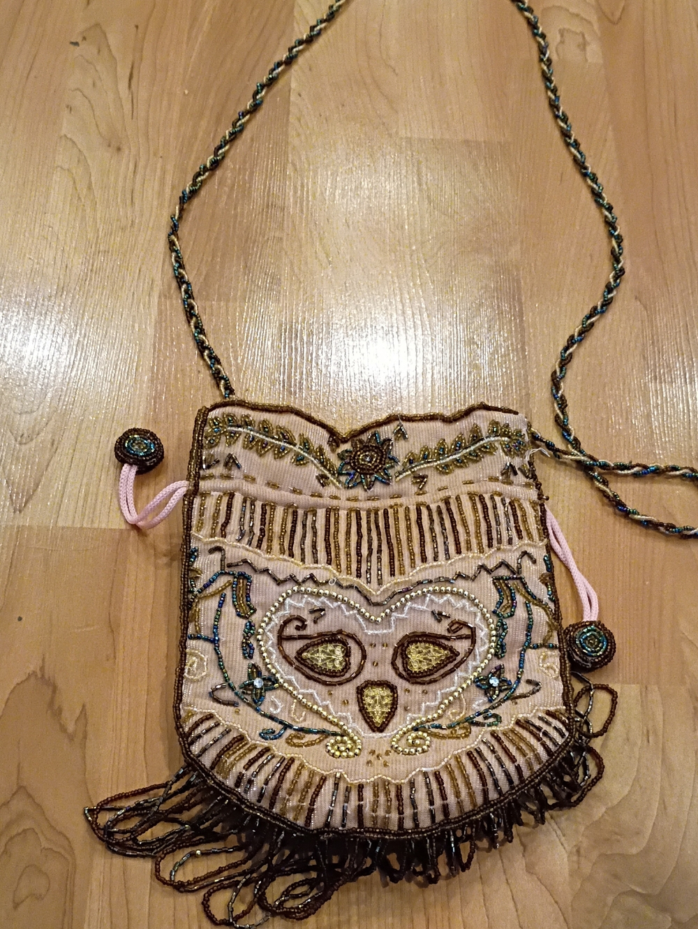 Beaded Crossbody Bag in Light Pink